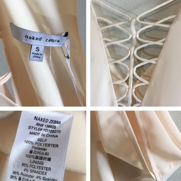 NWT Caged Back Slip Dress Tank Swing Mini Midi Openback Sleeveless Neutral Cream - Picture 9 of 9